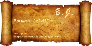 Bauman Jolán névjegykártya